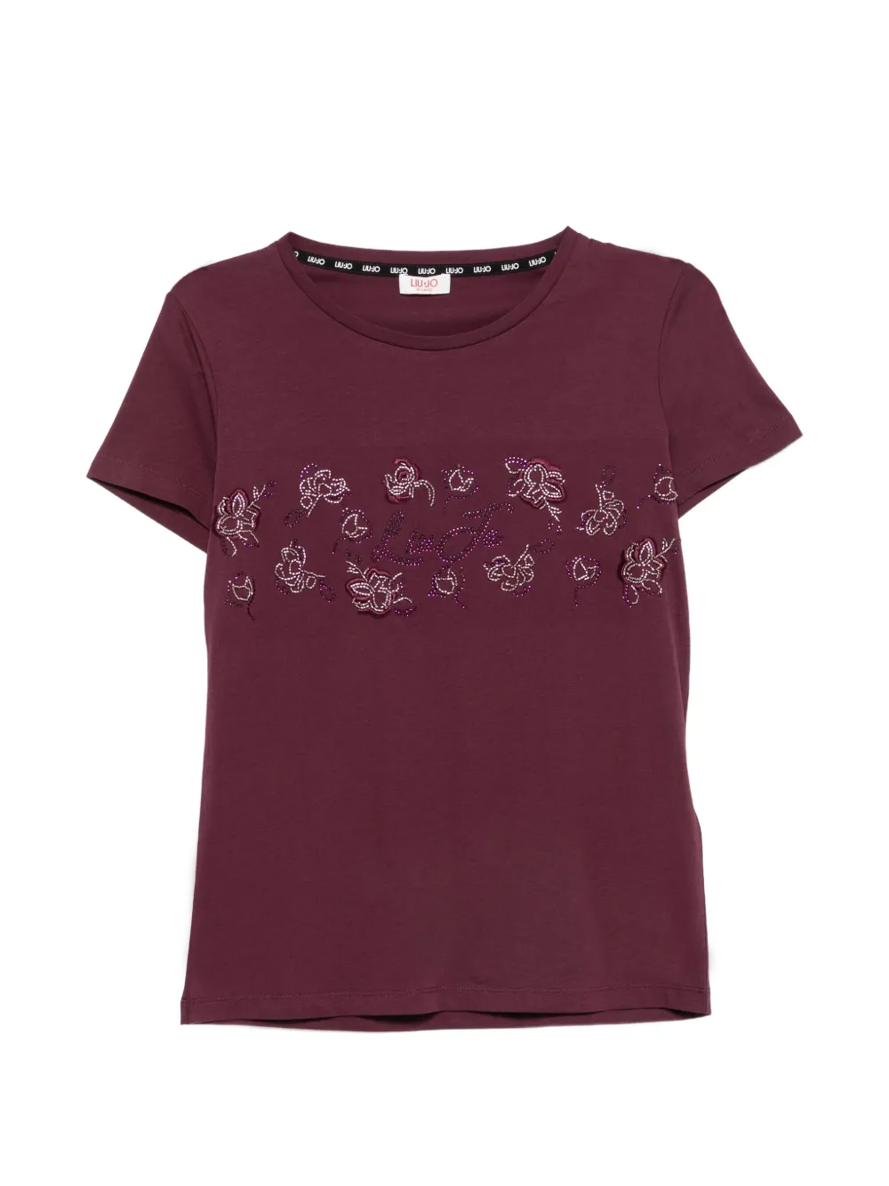 LIU JO rhinestone-embellished T-shirt - Rosso
