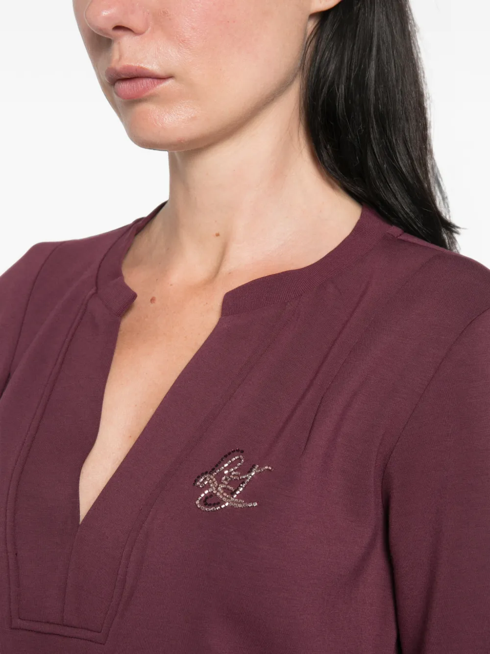 LIU JO logo-embellished long-sleeve mini dress Paars
