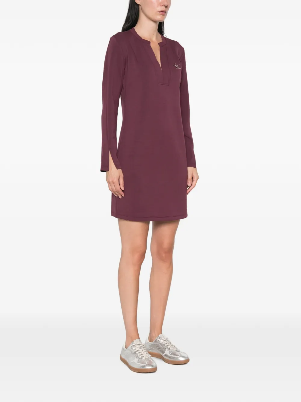 LIU JO logo-embellished long-sleeve mini dress Paars