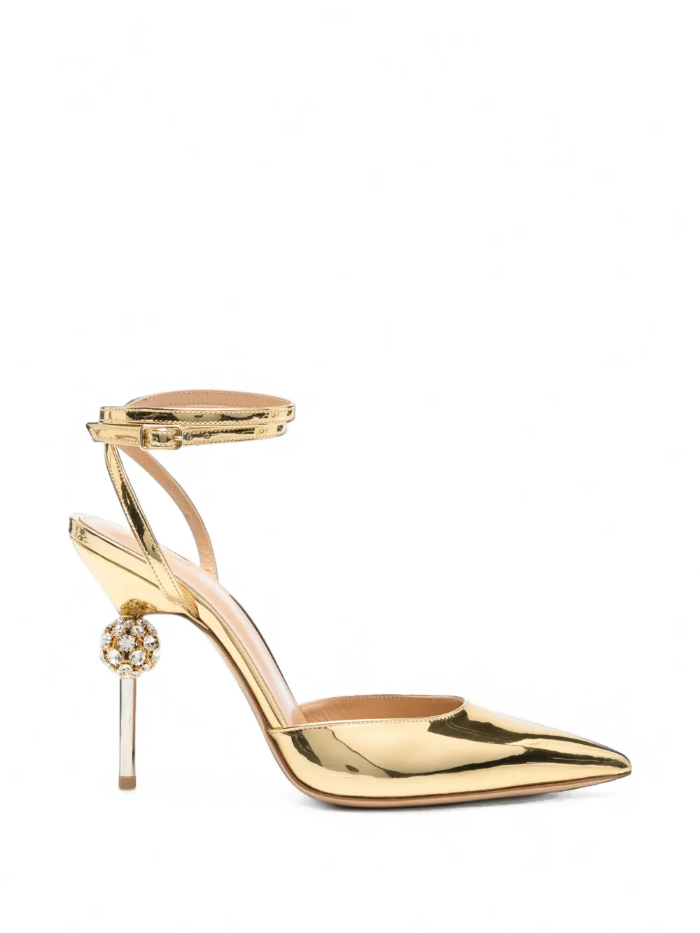 Camilla Gabrieli Vittoria crystal-embellished metallic leather pumps Goud