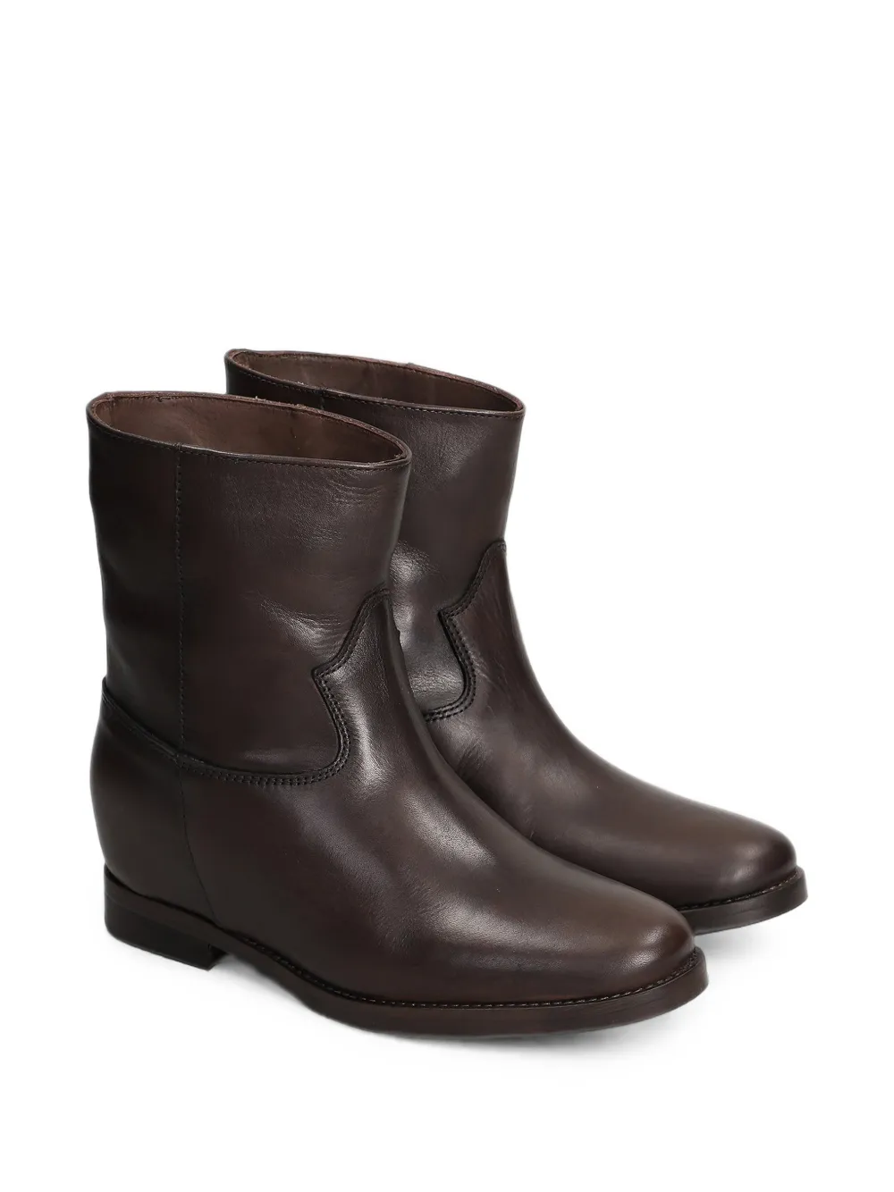 Julie Dee topstitched leather ankle boots Bruin