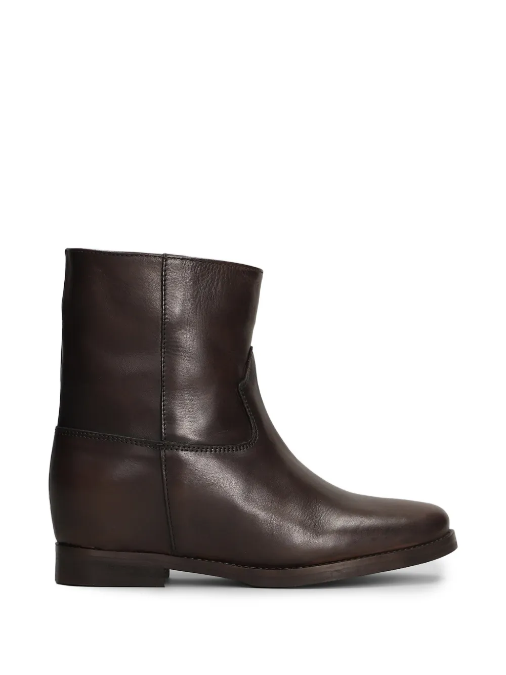 Julie Dee topstitched leather ankle boots