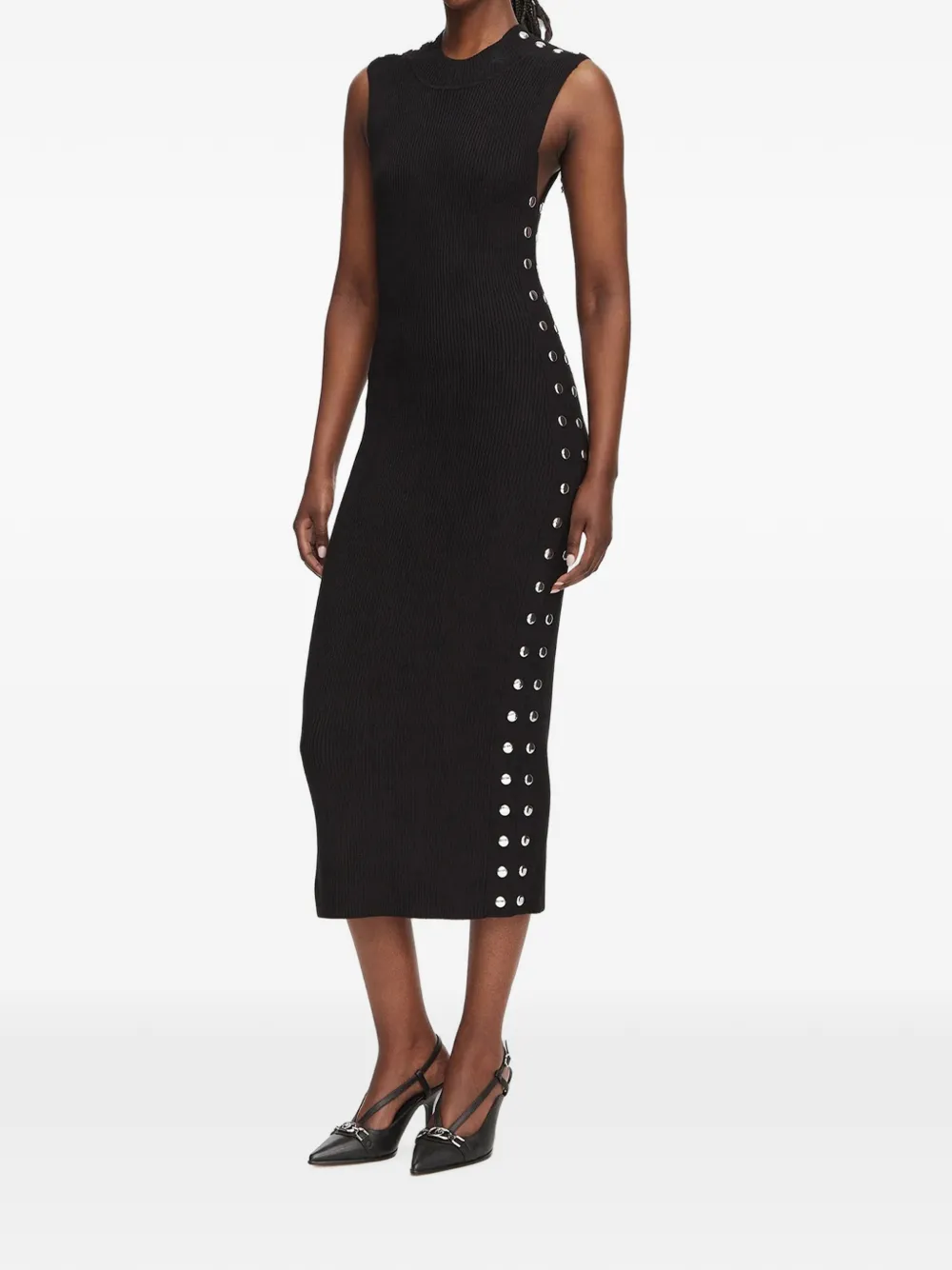 Karl Lagerfeld Ribgebreide jurk met studs Zwart