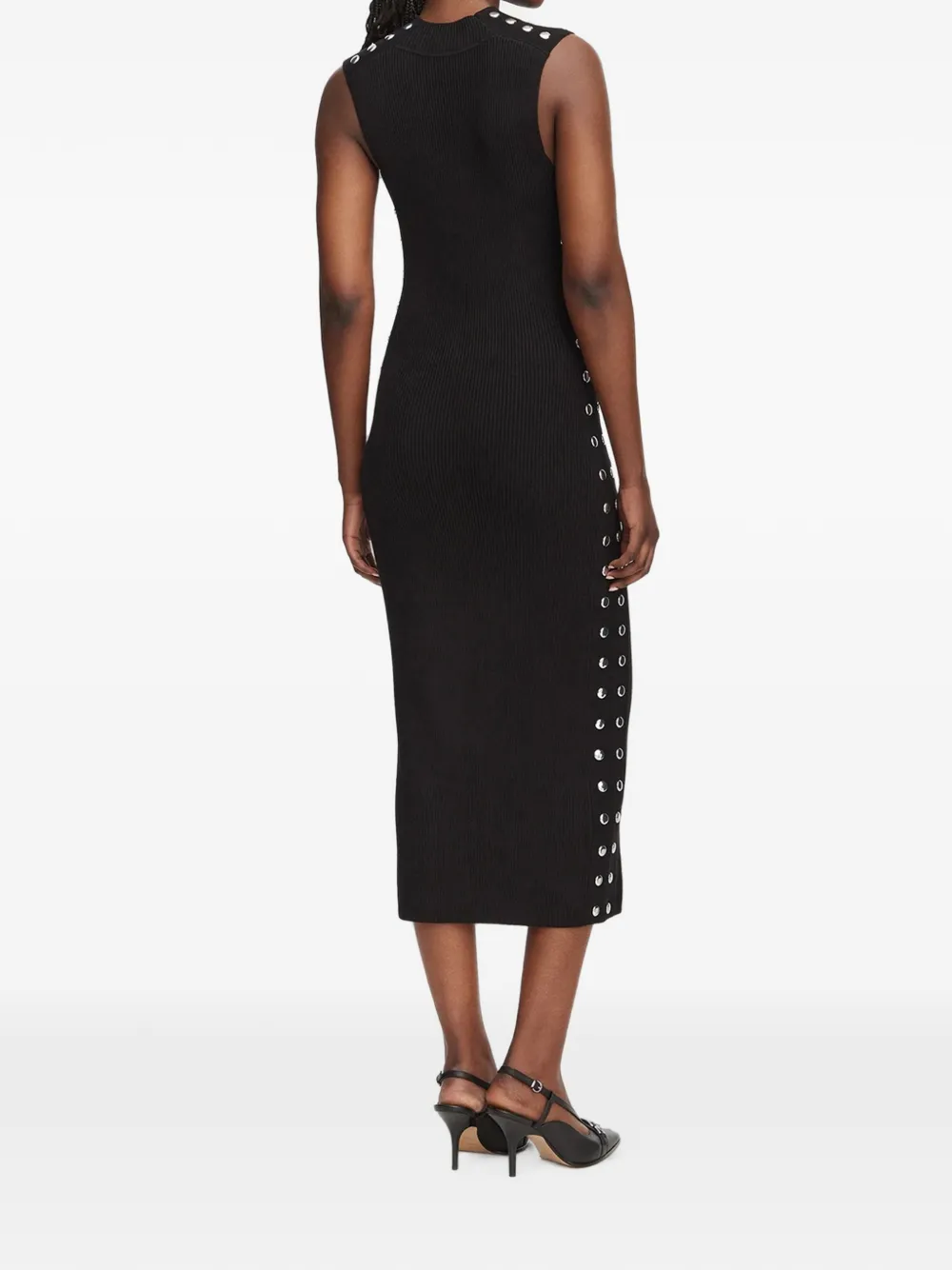 Karl Lagerfeld Ribgebreide jurk met studs Zwart