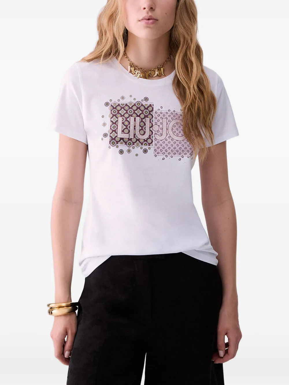LIU JO T-shirt verfraaid met stras Wit