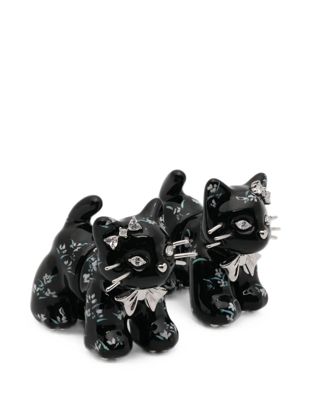 YVMIN Split Kitten crystal-embellished earrings - Argento