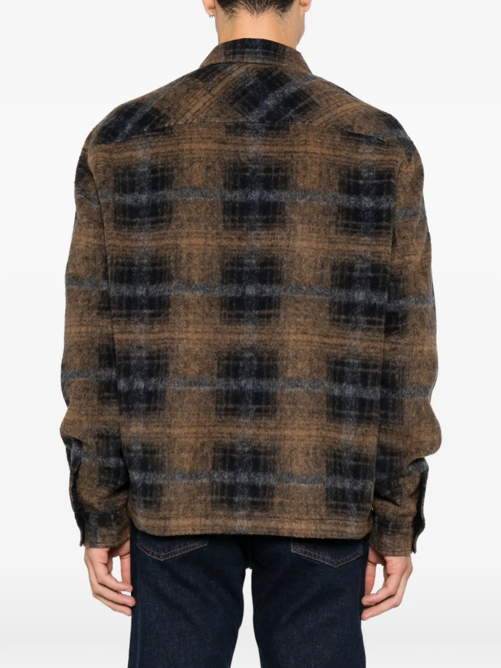 Barbour Oswald geruit fleece shirtjack Bruin