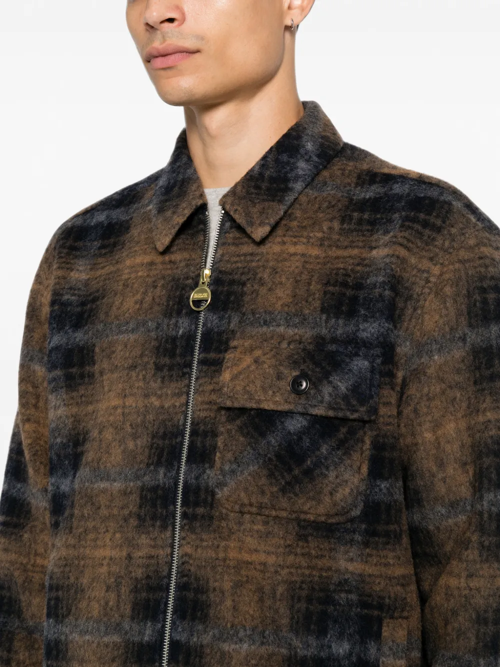 Barbour Oswald geruit fleece shirtjack Bruin