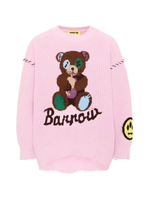 Barrow kids bear-intarsia distressed sweater