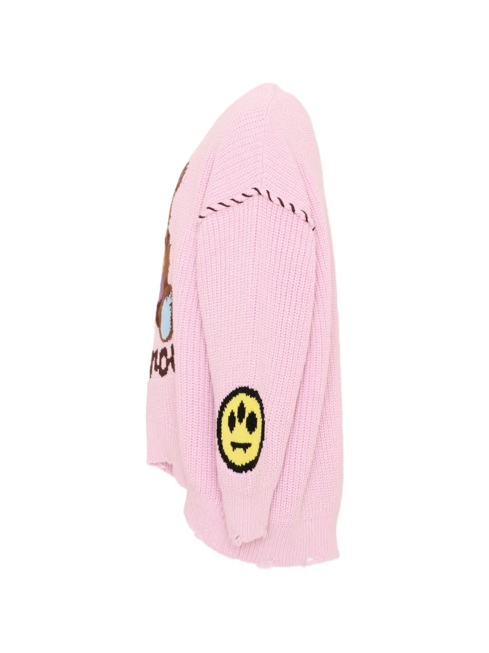 Barrow kids bear-intarsia distressed sweater Roze