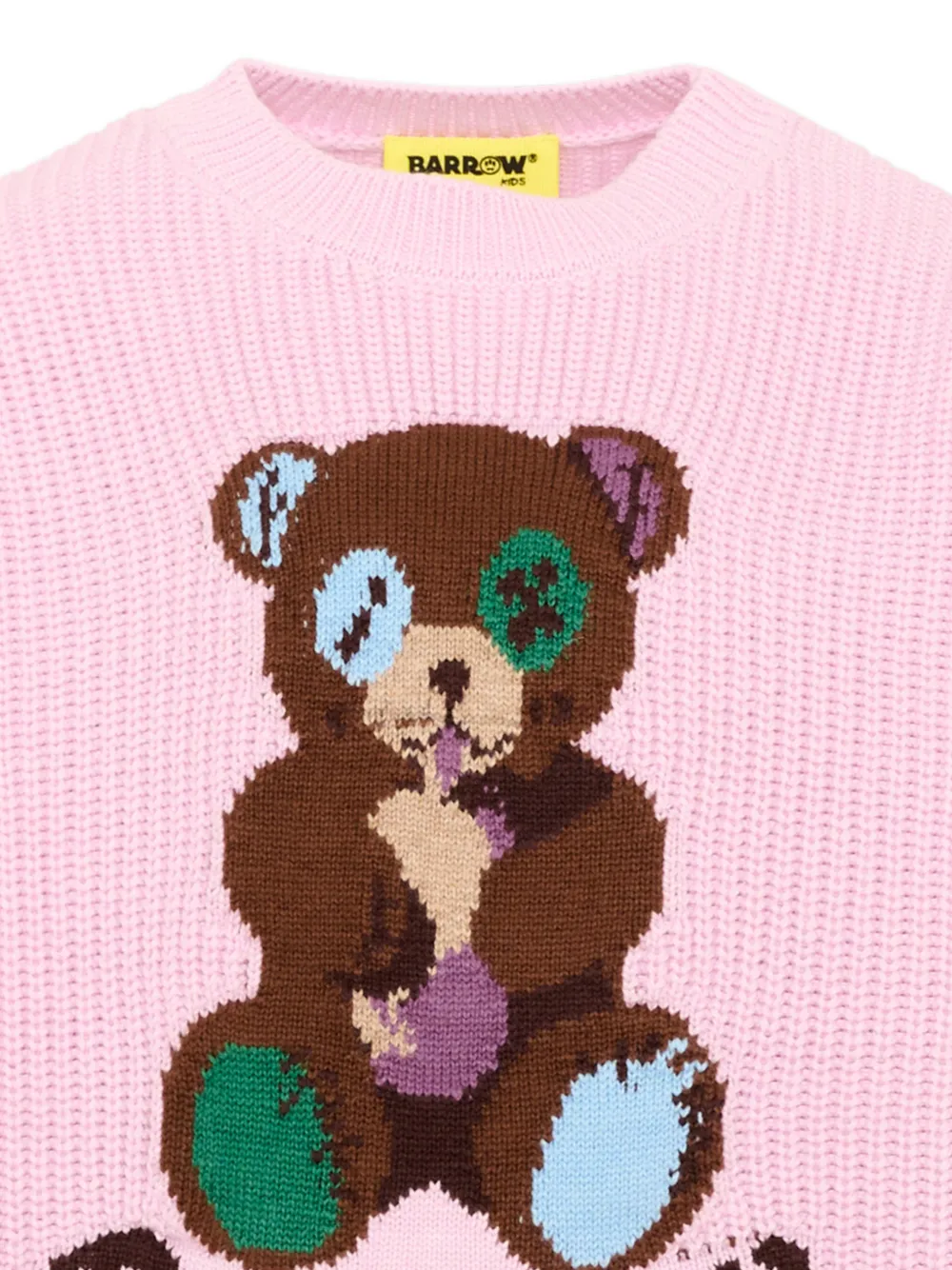 Barrow kids bear-intarsia distressed sweater Roze
