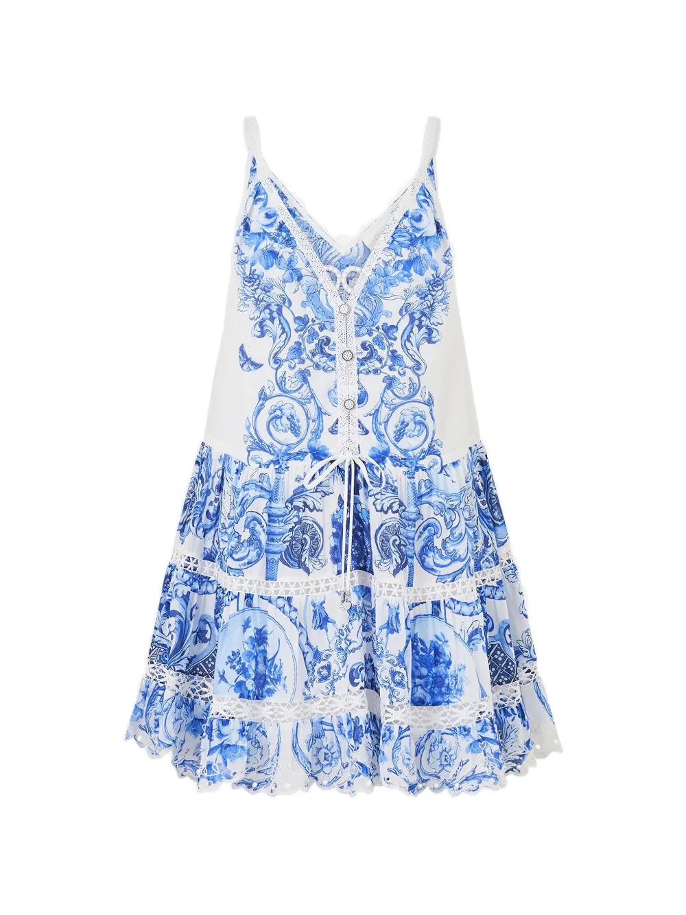 Camilla Gather-waist Short Dress In White