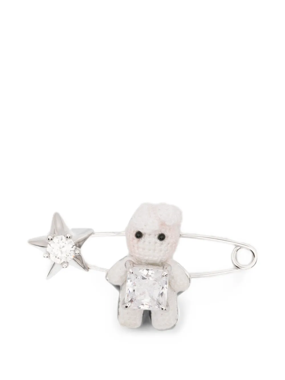 YVMIN crystal-embellished crochet brooch - Silber