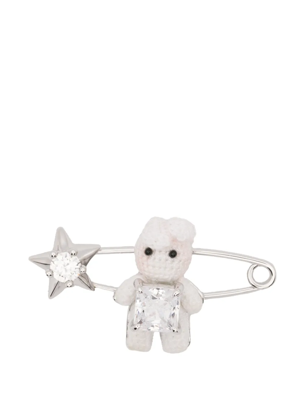 YVMIN crystal-embellished crochet brooch