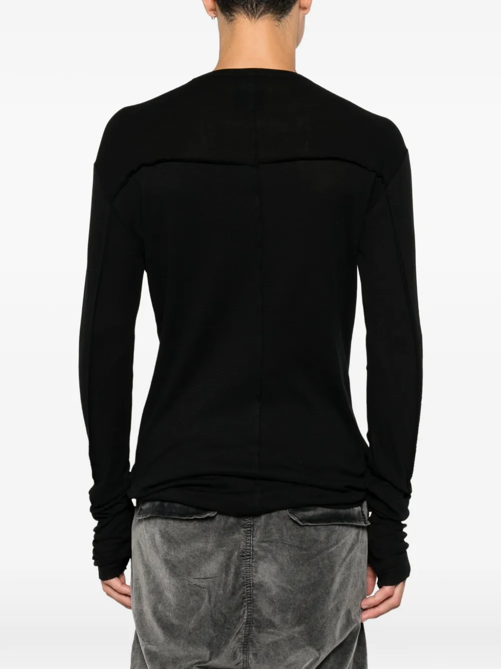Thom Krom T-shirt met gerafelde afwerking en lange mouwen Zwart