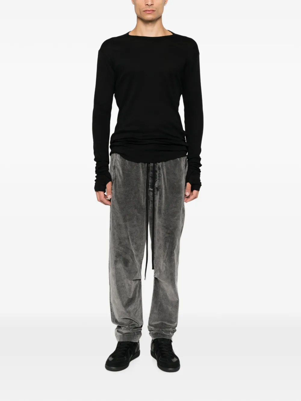 Thom Krom T-shirt met gerafelde afwerking en lange mouwen Zwart