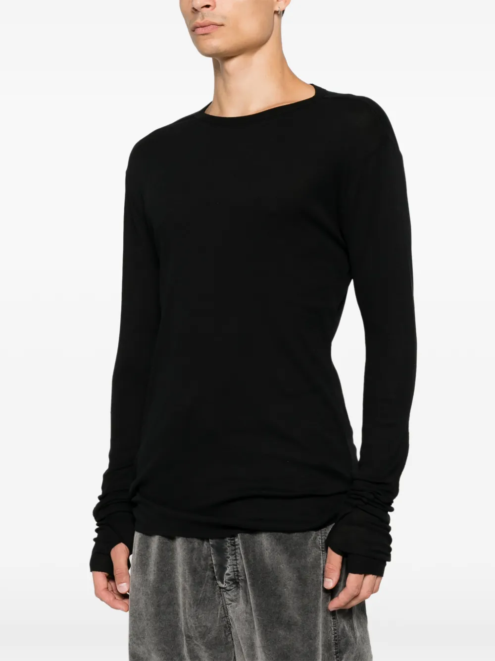 Thom Krom T-shirt met gerafelde afwerking en lange mouwen Zwart
