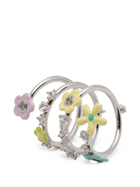YVMIN flower-motif crystal-embellished ring