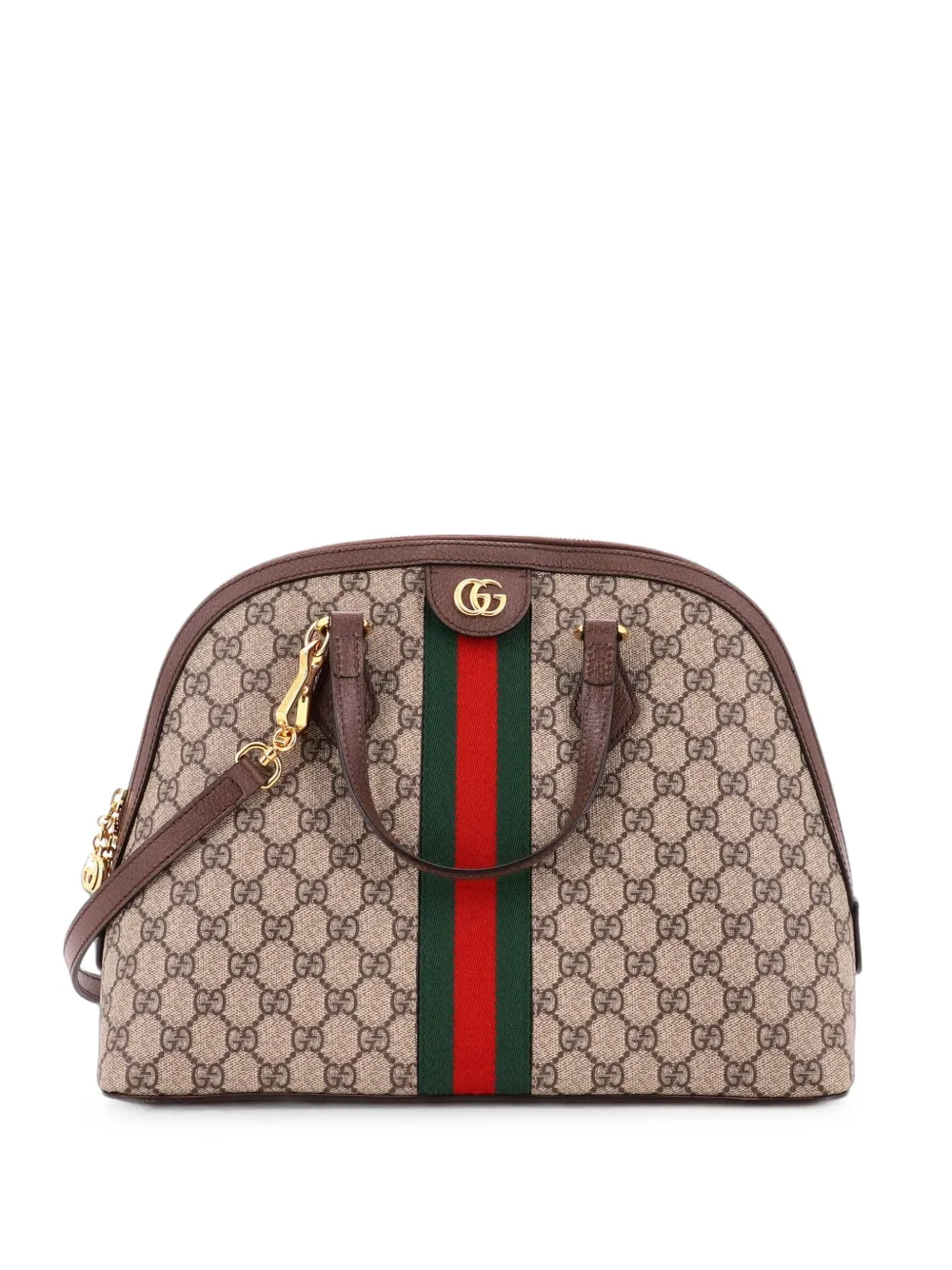 Gucci Pre-Owned Borsa a tracolla Ophidia Dome media in tela cerata GG con manico - Marrone