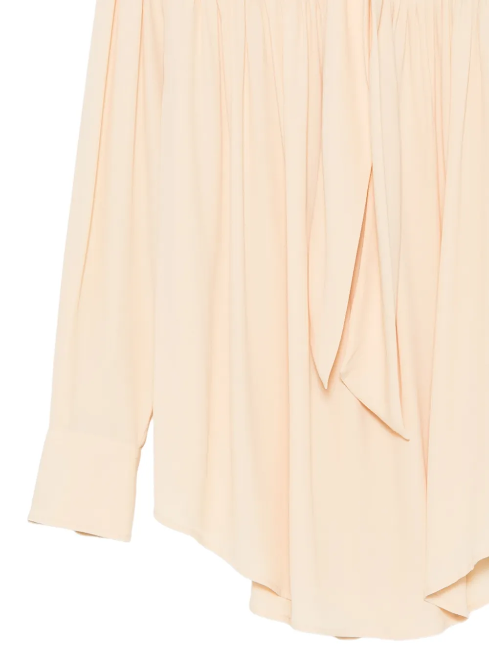 AMI Paris ascot-tie pleated blouse Beige