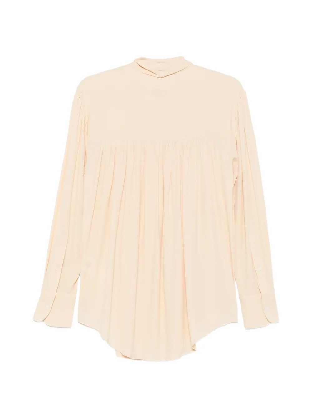 AMI Paris ascot-tie pleated blouse Beige