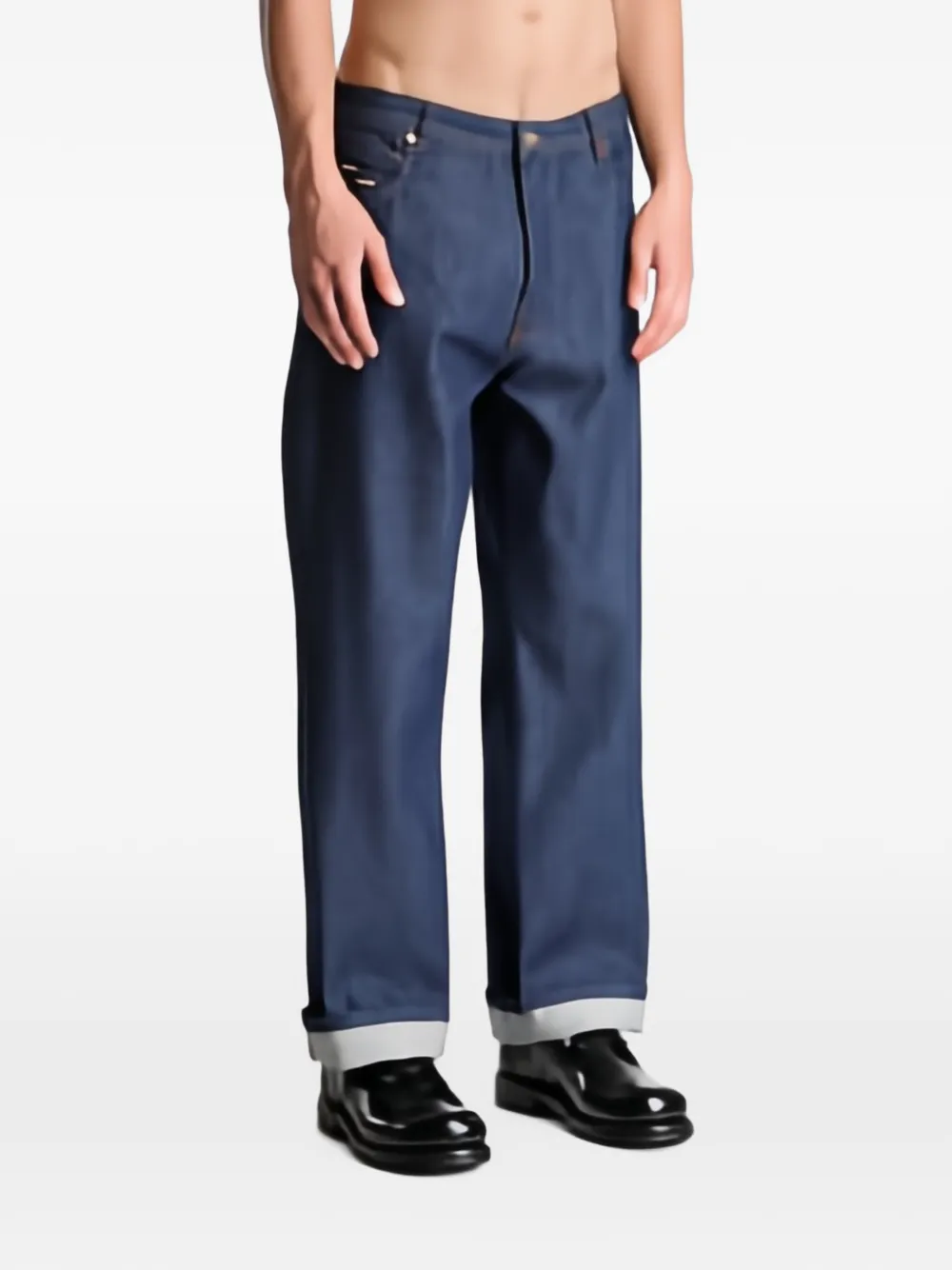 Filling Pieces Straight denim jeans met gerafeld effect Blauw