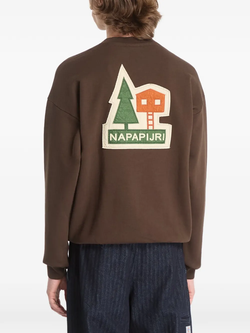Napapijri Trahus sweater met logopatch Bruin