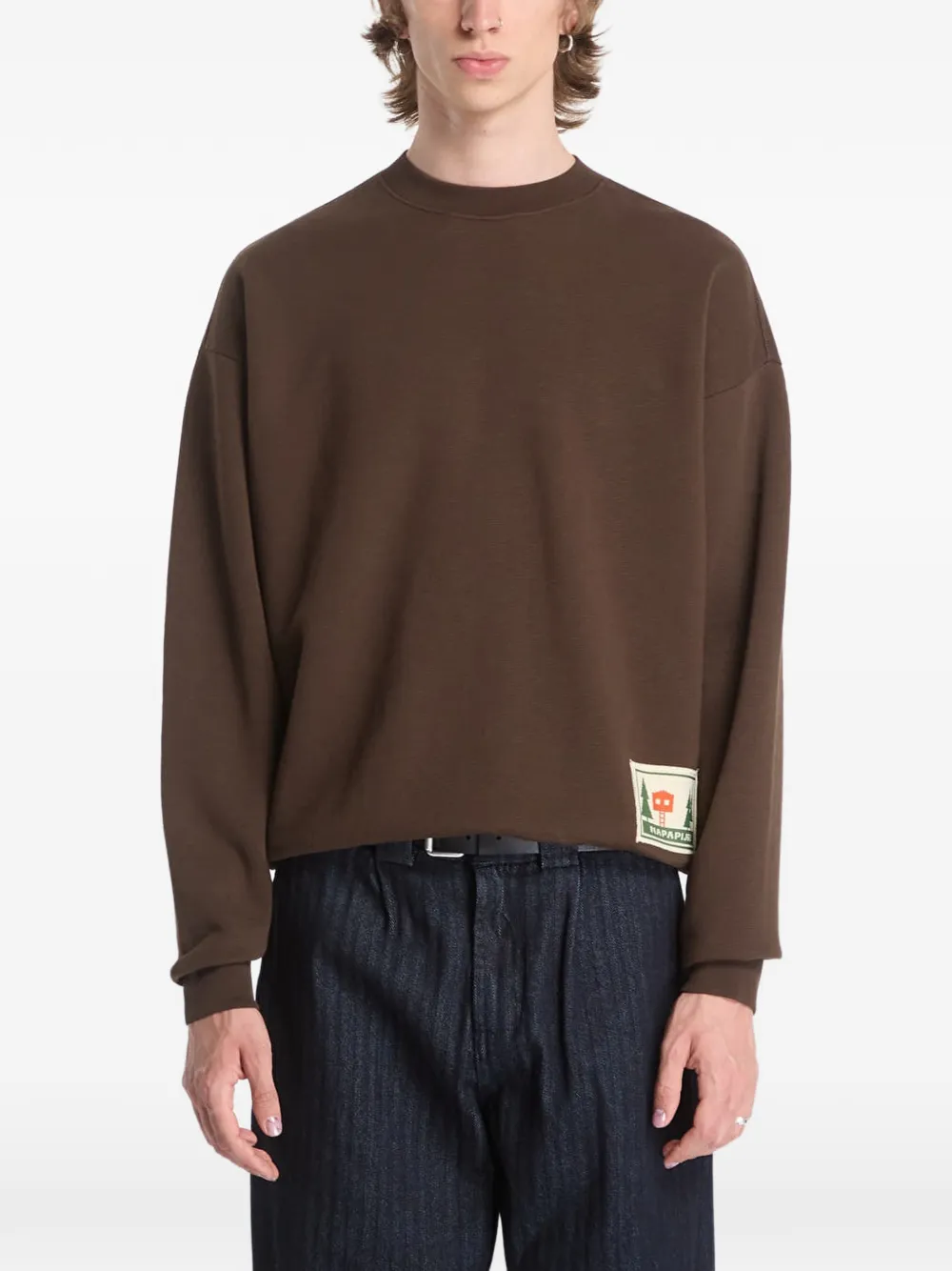Napapijri Trahus sweater met logopatch Bruin