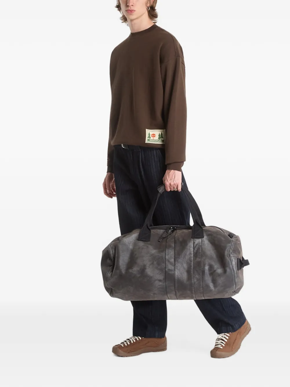 Napapijri Trahus sweater met logopatch Bruin
