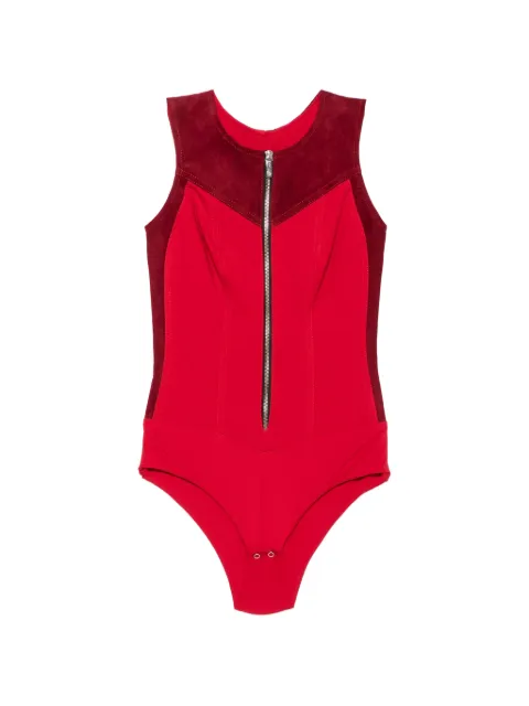 MITILIANE COUTURE suede-panelled sleeveless bodysuit
