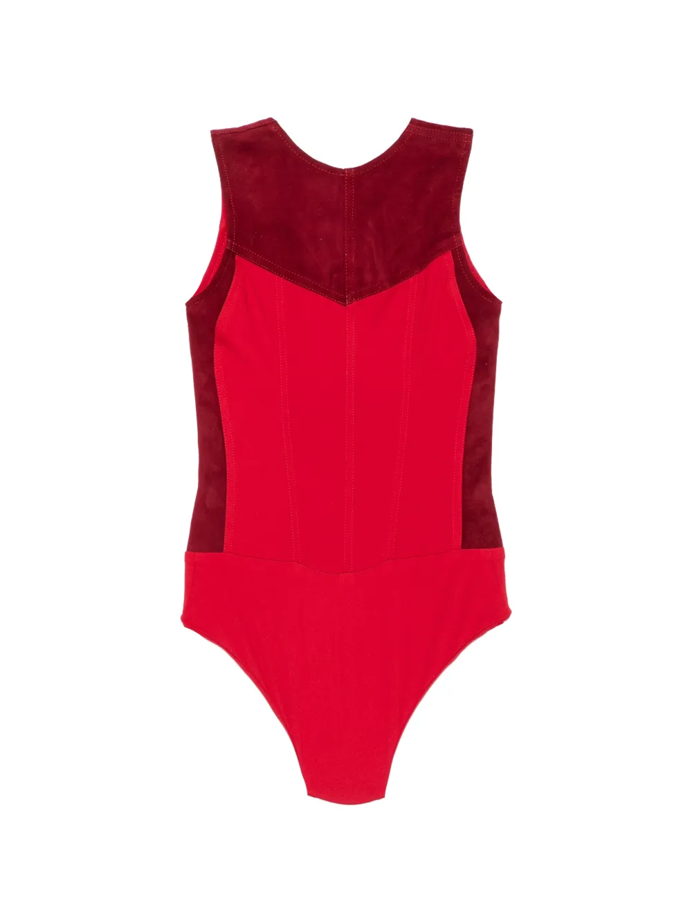 MITILIANE COUTURE Mouwloze body met suède vlakken Rood