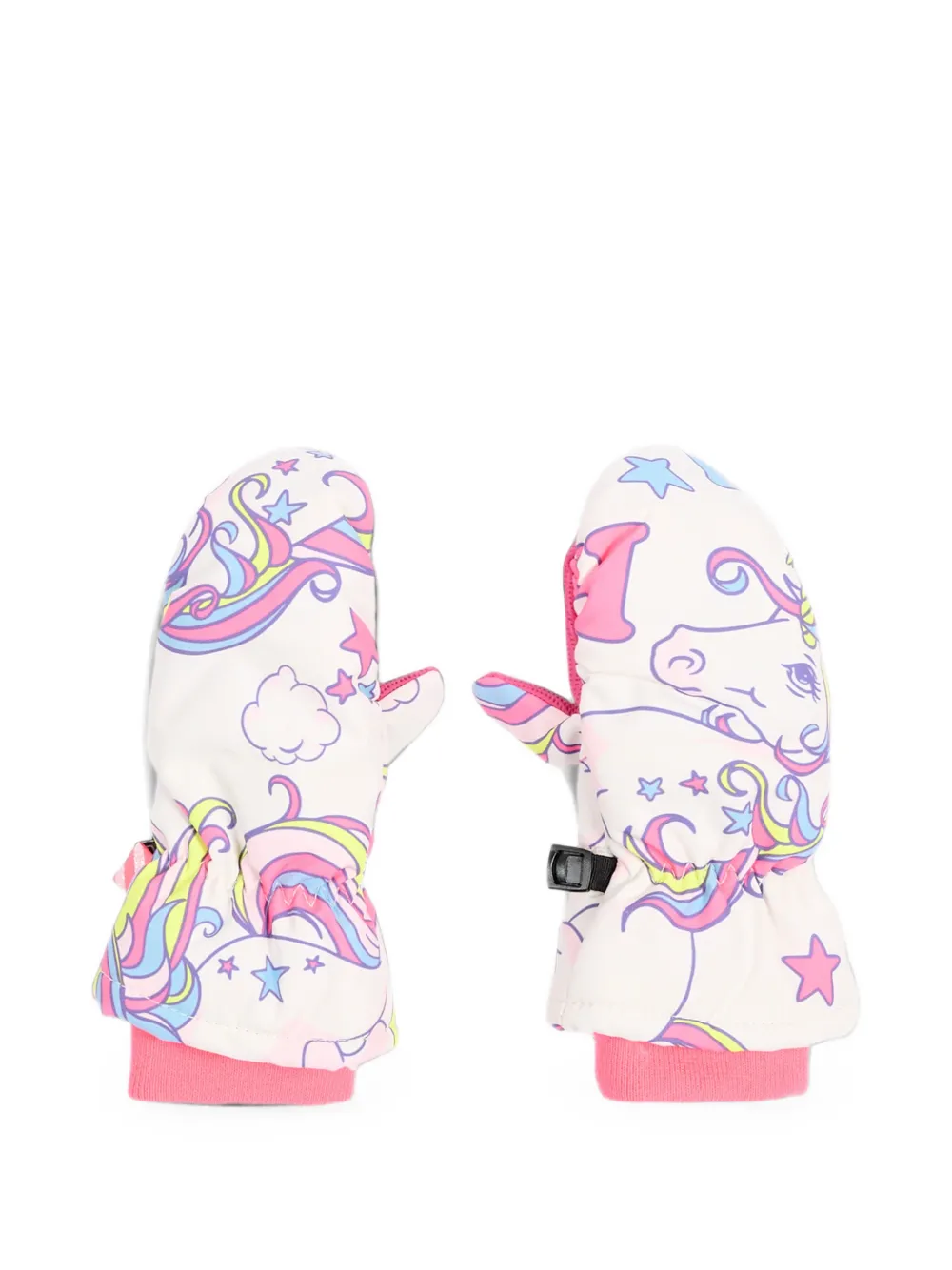 Billieblush unicorn-print padded mittens - Bianco