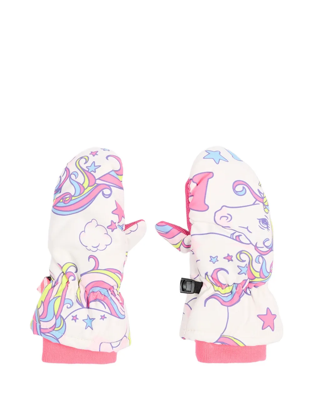 Billieblush unicorn-print padded mittens - Bianco