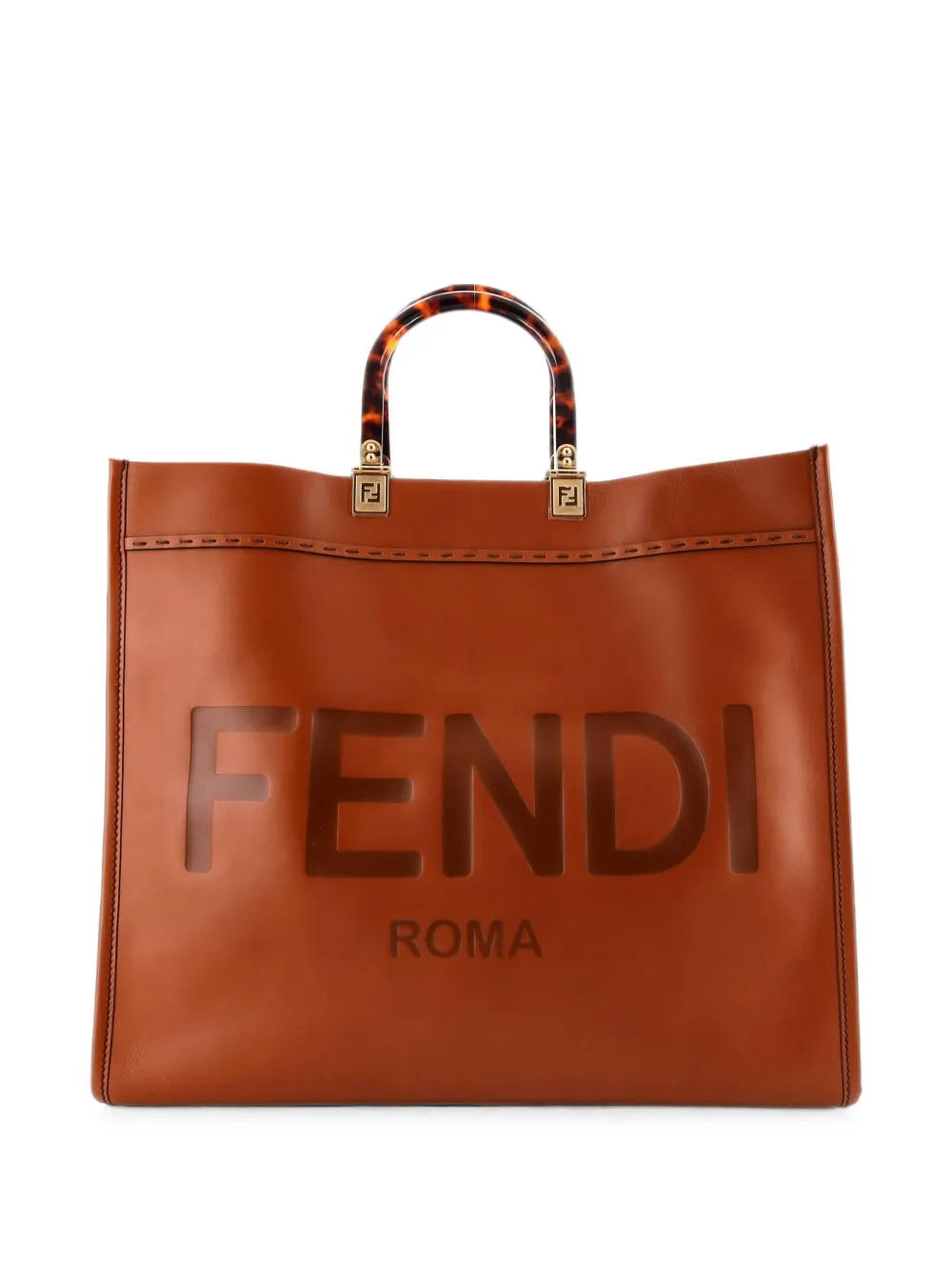 Fendi Pre-Owned Sunshine Shopper Leather Large tote bag - Braun