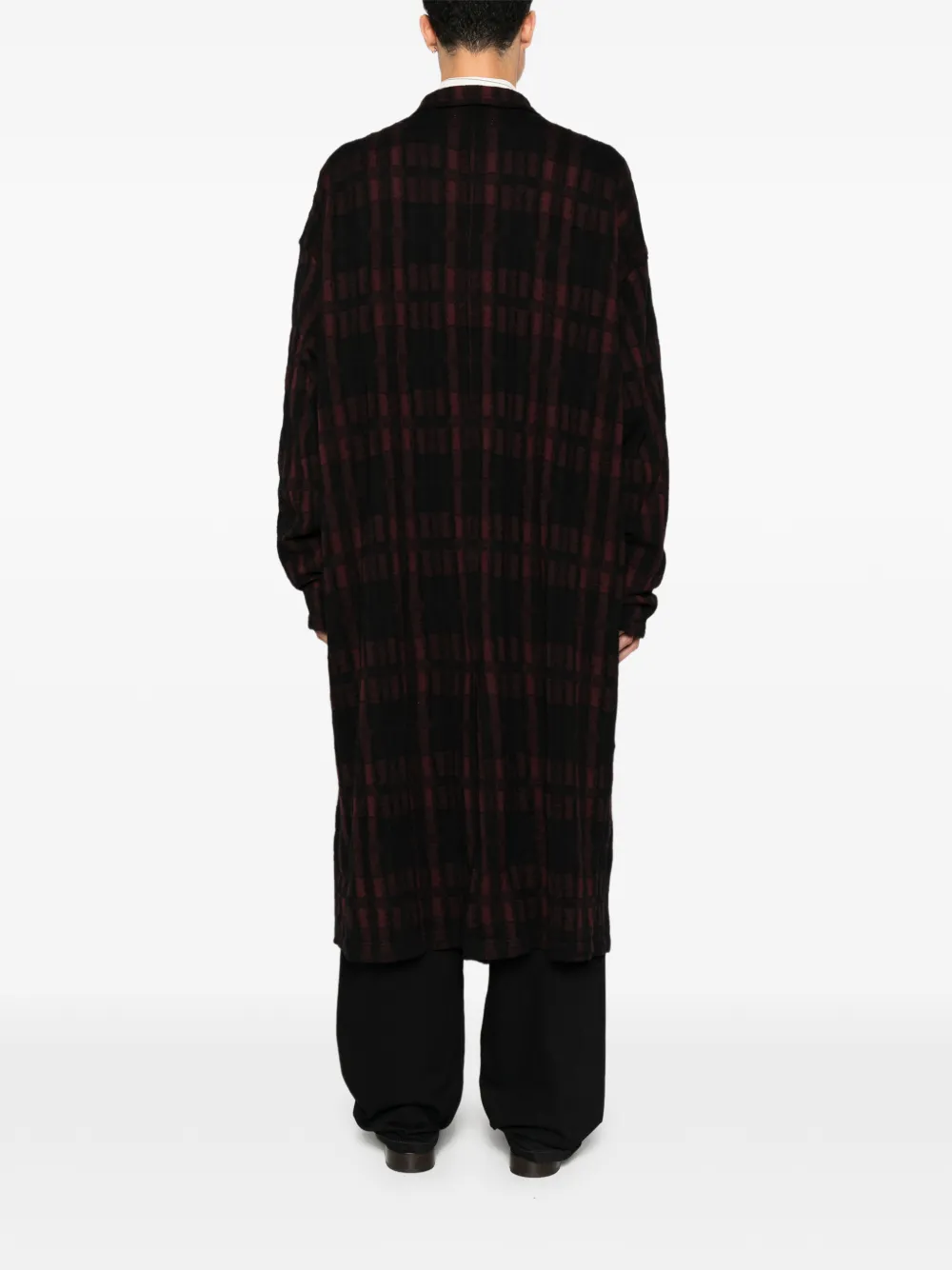 Yohji Yamamoto Geruite jas met gekerfde revers Zwart