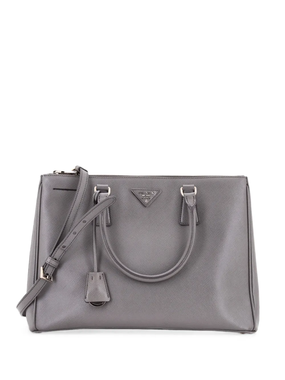 Prada Pre-Owned Borsa tote Double Zip Lux media in pelle Saffiano - Grigio