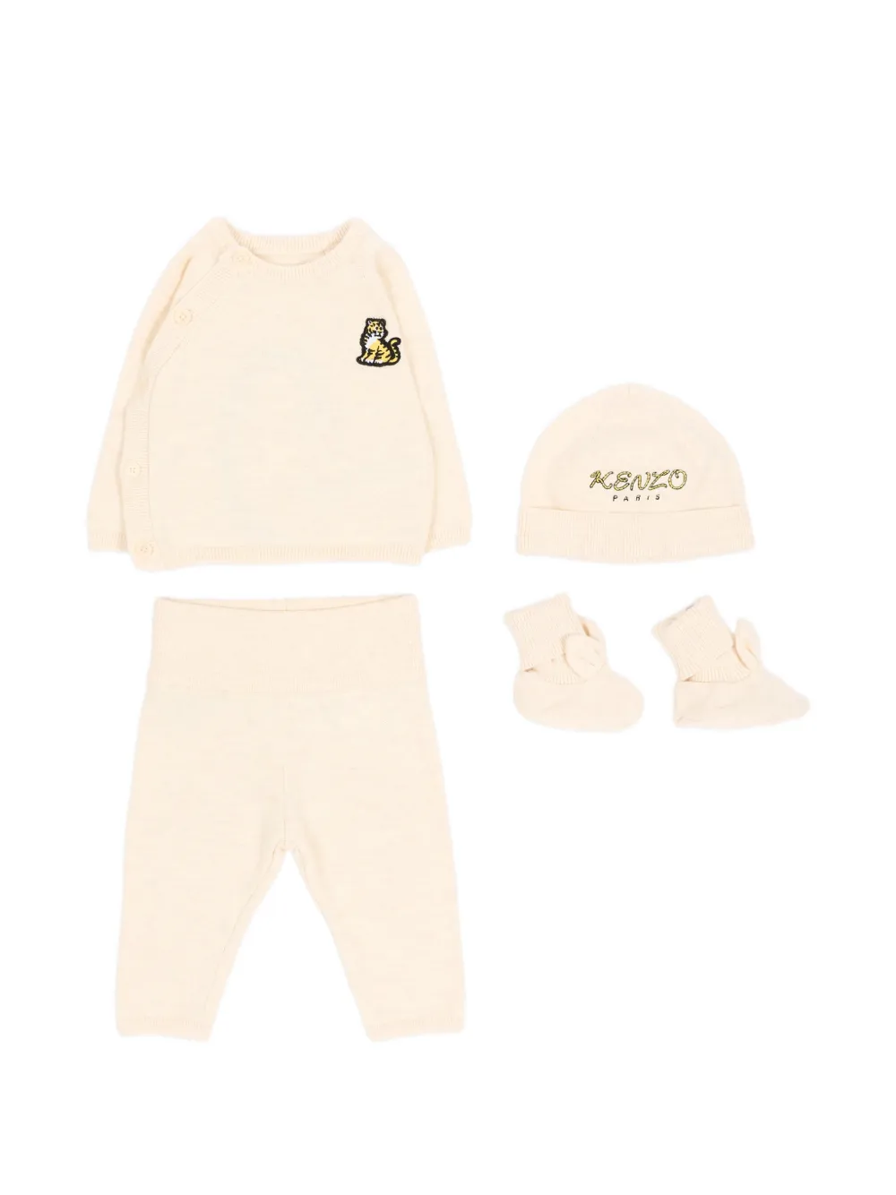 Kenzo Kids tiger-patch knitted set - Nude