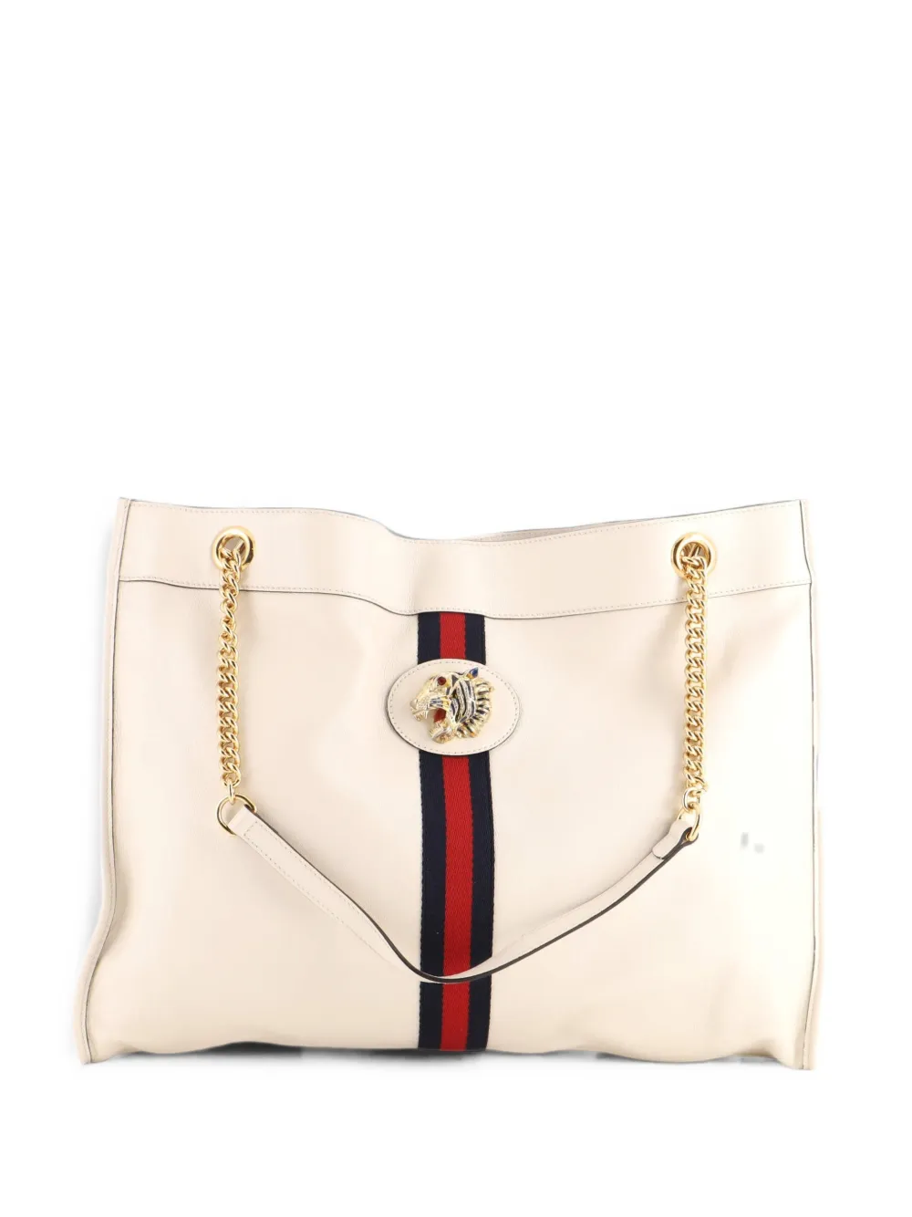 Gucci Pre-Owned Borsa tote Rajah grande in pelle con catena - Bianco