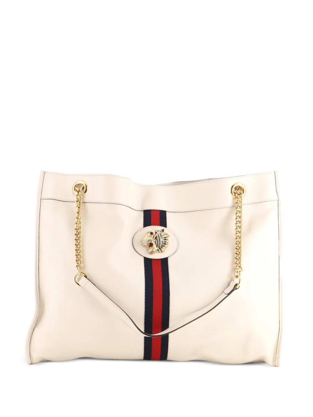 Gucci Pre-Owned Borsa tote Rajah grande in pelle con catena - Bianco