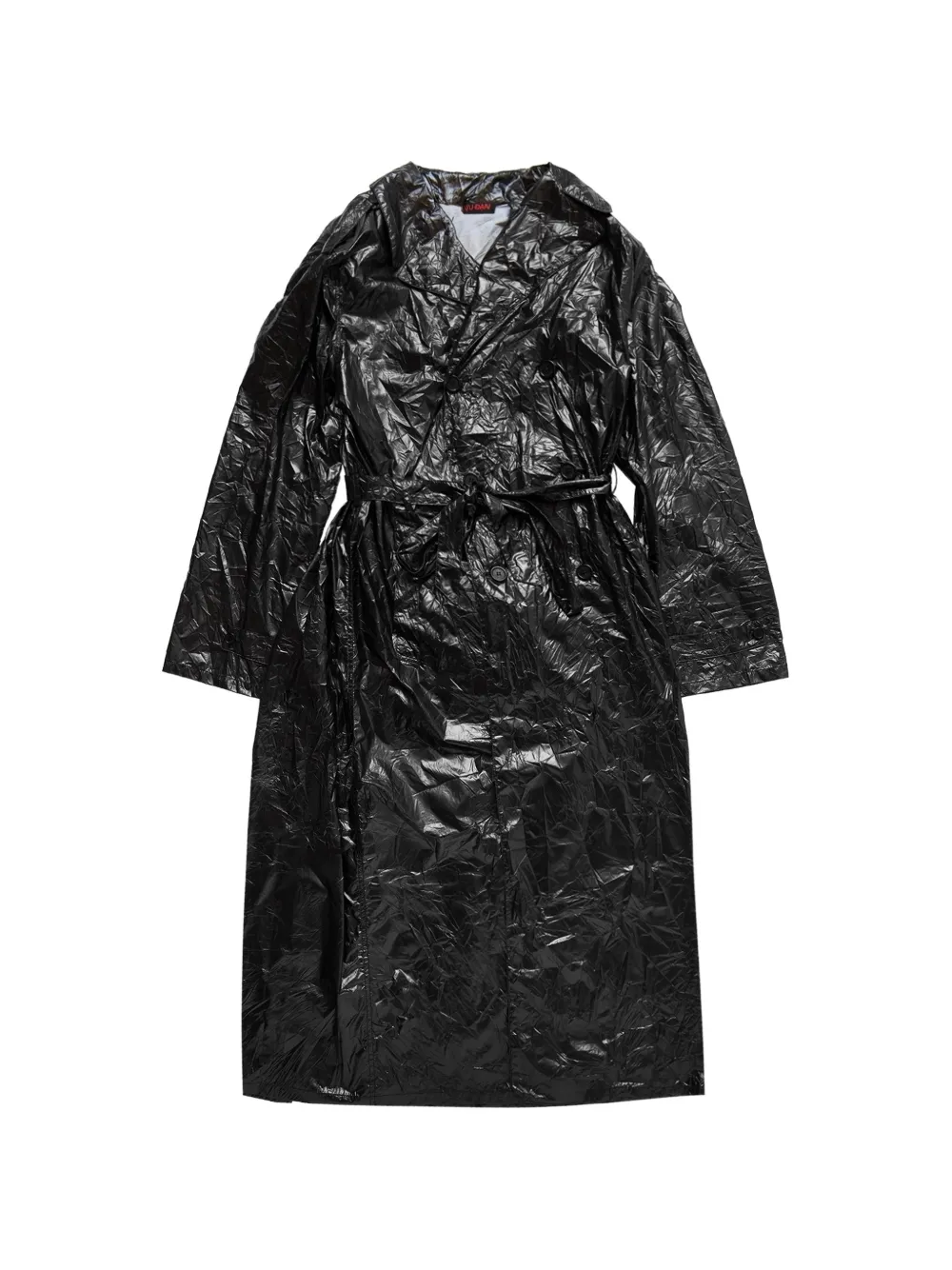 LỰU ĐẠN Crumple Terror trench coat - Schwarz