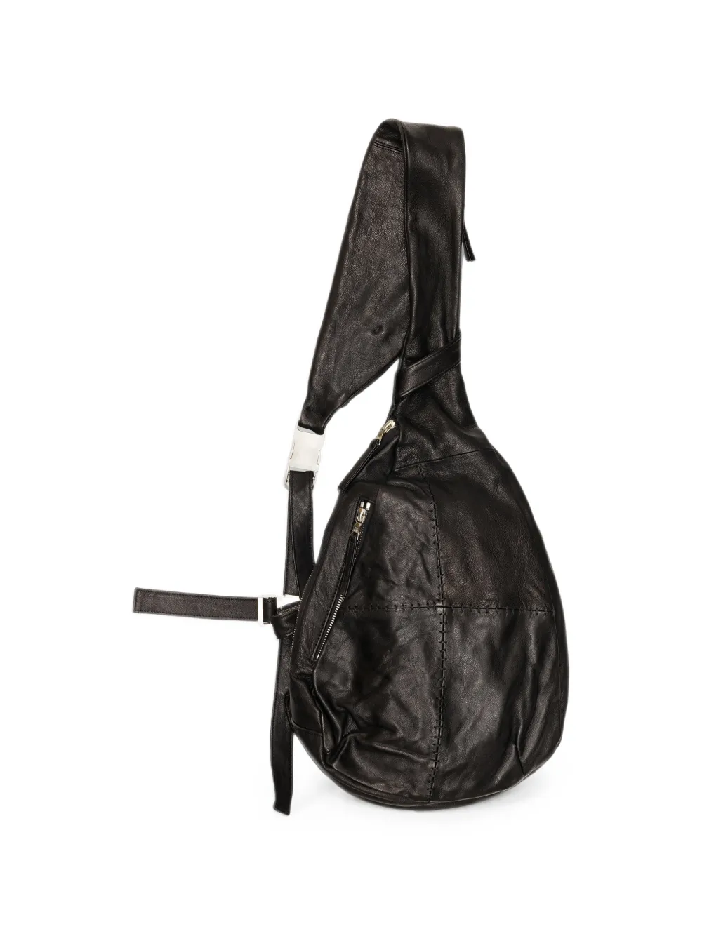SAN263-1 whipstitch-detail leather sling bag - Nero