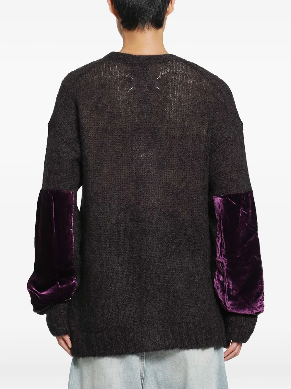 Maison Margiela velvet-patch long-sleeve cardigan Bruin