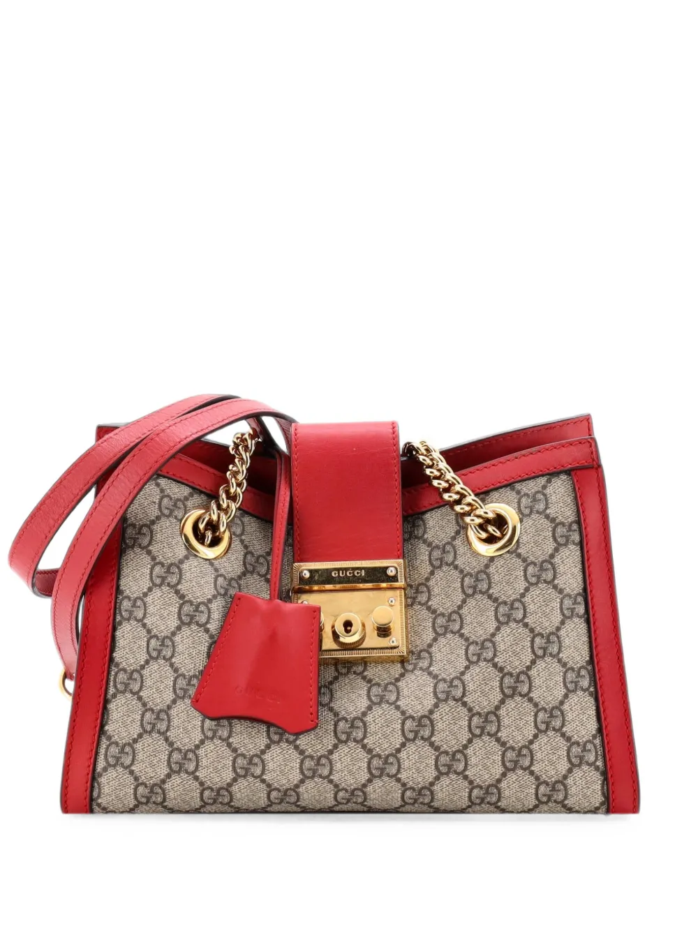 Gucci Pre-Owned Borsa a spalla Padlock piccola in tela cerata GG e pelle con catena - Rosso