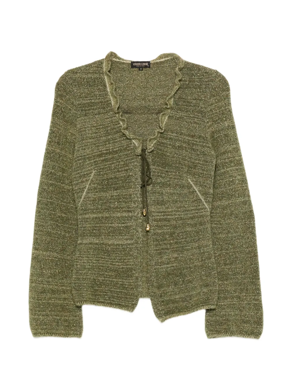 Roberto Cavalli Vintage pull à finitions volantéees (années 2000) - Vert Roberto Cavalli Vintage pull à finitions volantéees (années 2000) - Vert