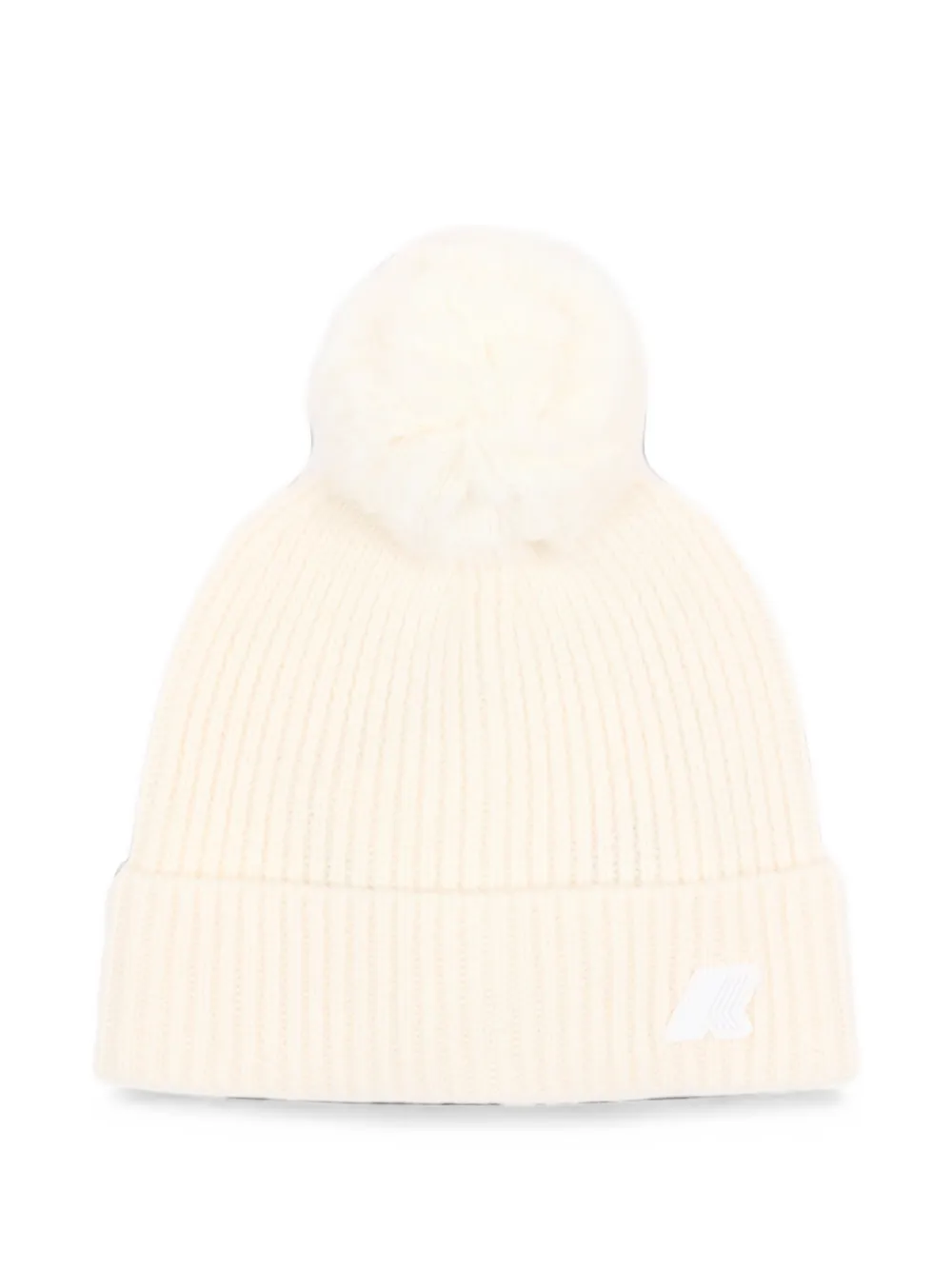 K Way Kids ribbed-knit pompom beanie hat - Toni neutri