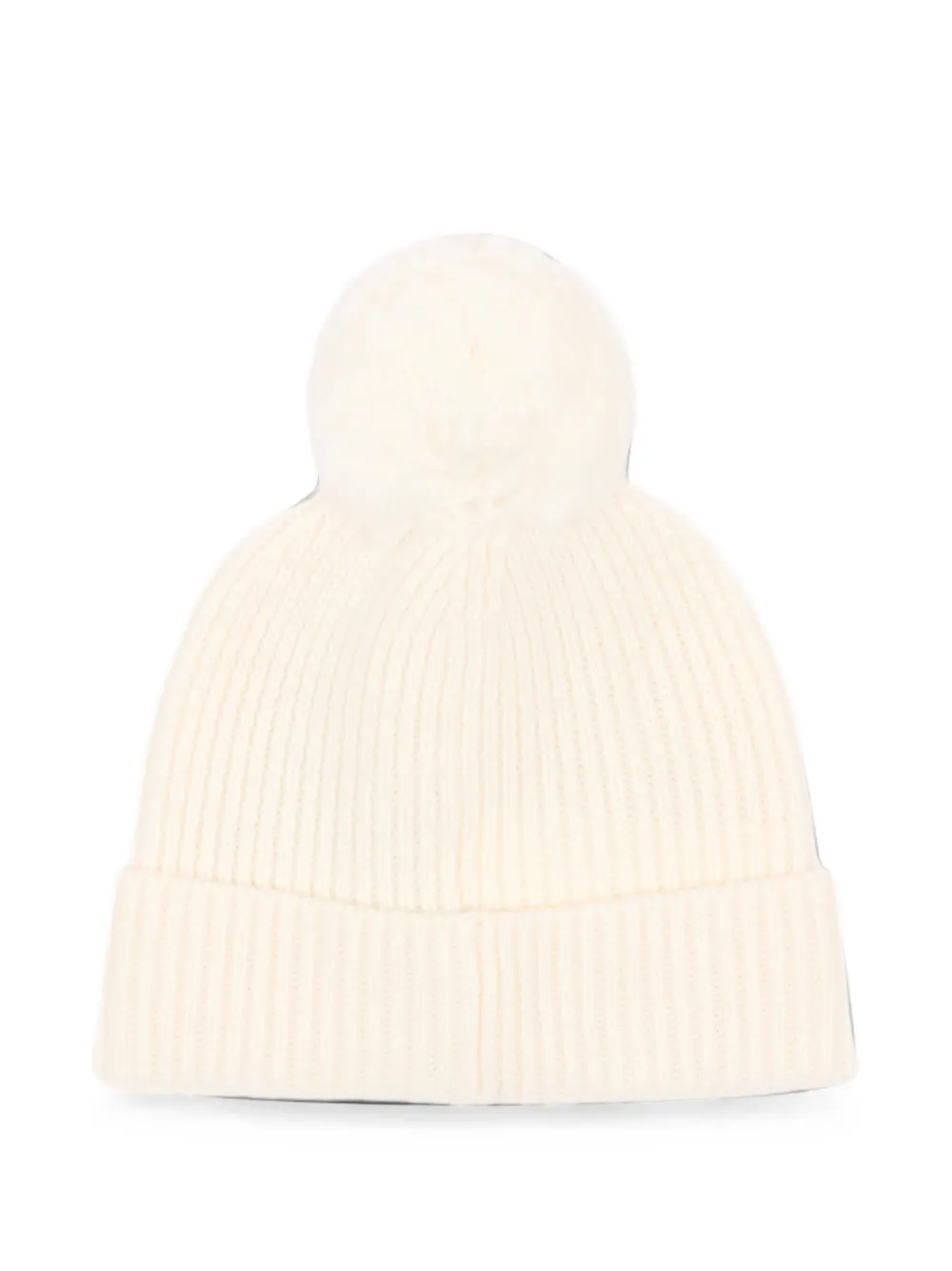 K Way Kids Ribgebreide muts met pompon Beige