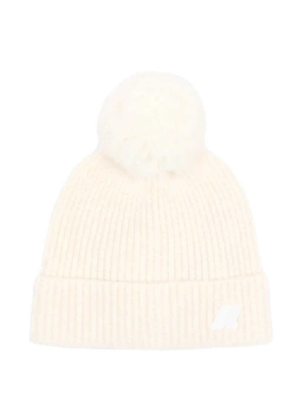 K Way Kids ribbed-knit pompom beanie hat - Toni neutri