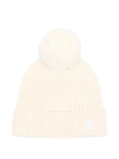 K Way Kids ribbed-knit pompom beanie hat