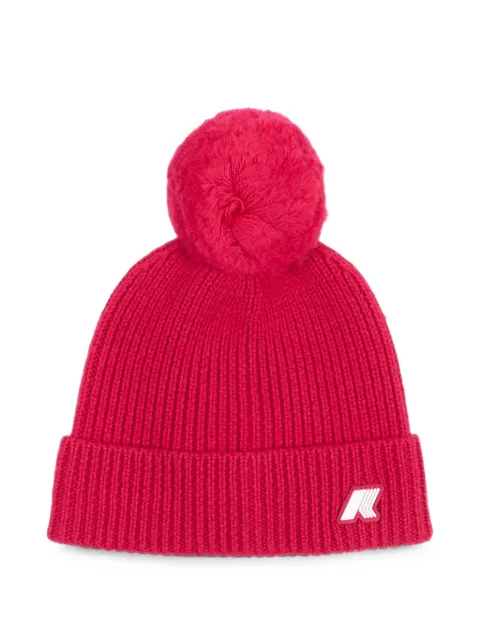 K Way Kids ribbed pompom beanie hat