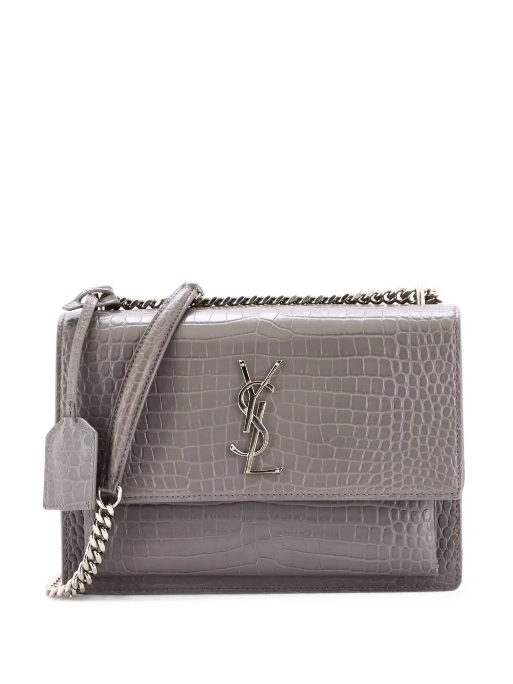 Saint Laurent Pre-Owned Sunset Crocodile Embossed Leather Medium crossbody bag - Grau